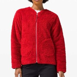 Lululemon Oh So Sherpa Full Zip Jacket, Red, size 4
